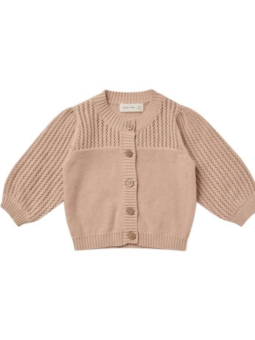 Quincy Mae Pointelle Knit Cardigan in Blush 4-5y